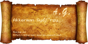 Akkerman György névjegykártya
